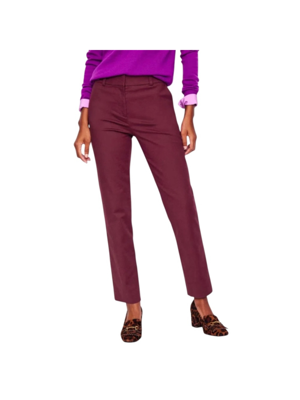BODEN Richmond 7/8 Trousers Deep Wisteria/ Burgundy Size 6R NWOT